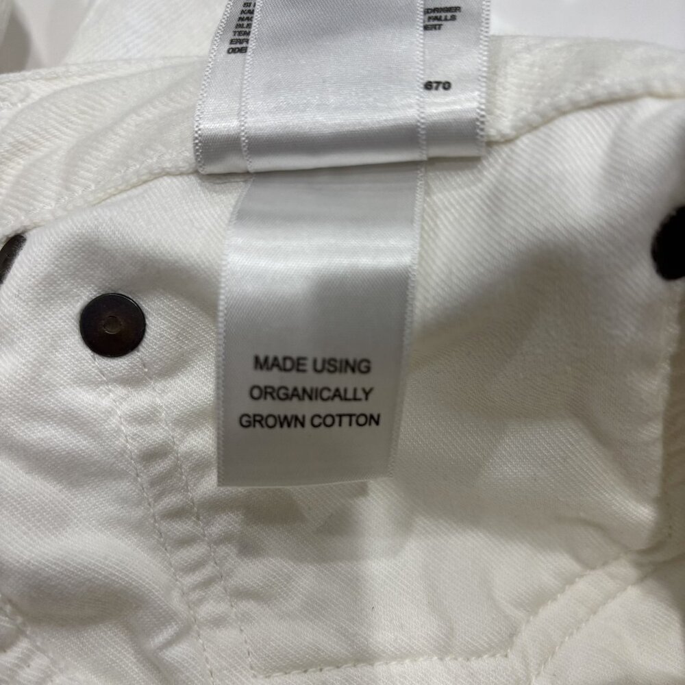 30 Agolde High Rise Short Parker Long Organic Cotton White Button Closure Denim - Picture 16 of 16